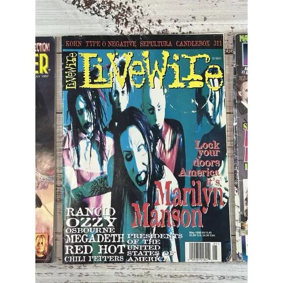 Lot Of 3 90’s Marilyn Manson Magazines Live Wire Metal Edge Hit Parader - Picture 3 of 4